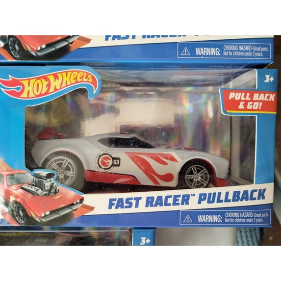 Hot Wheels Fast Racer Pullback Fast Fish White Toy Car with Pull Back Action for Kids Ages 3 and Up