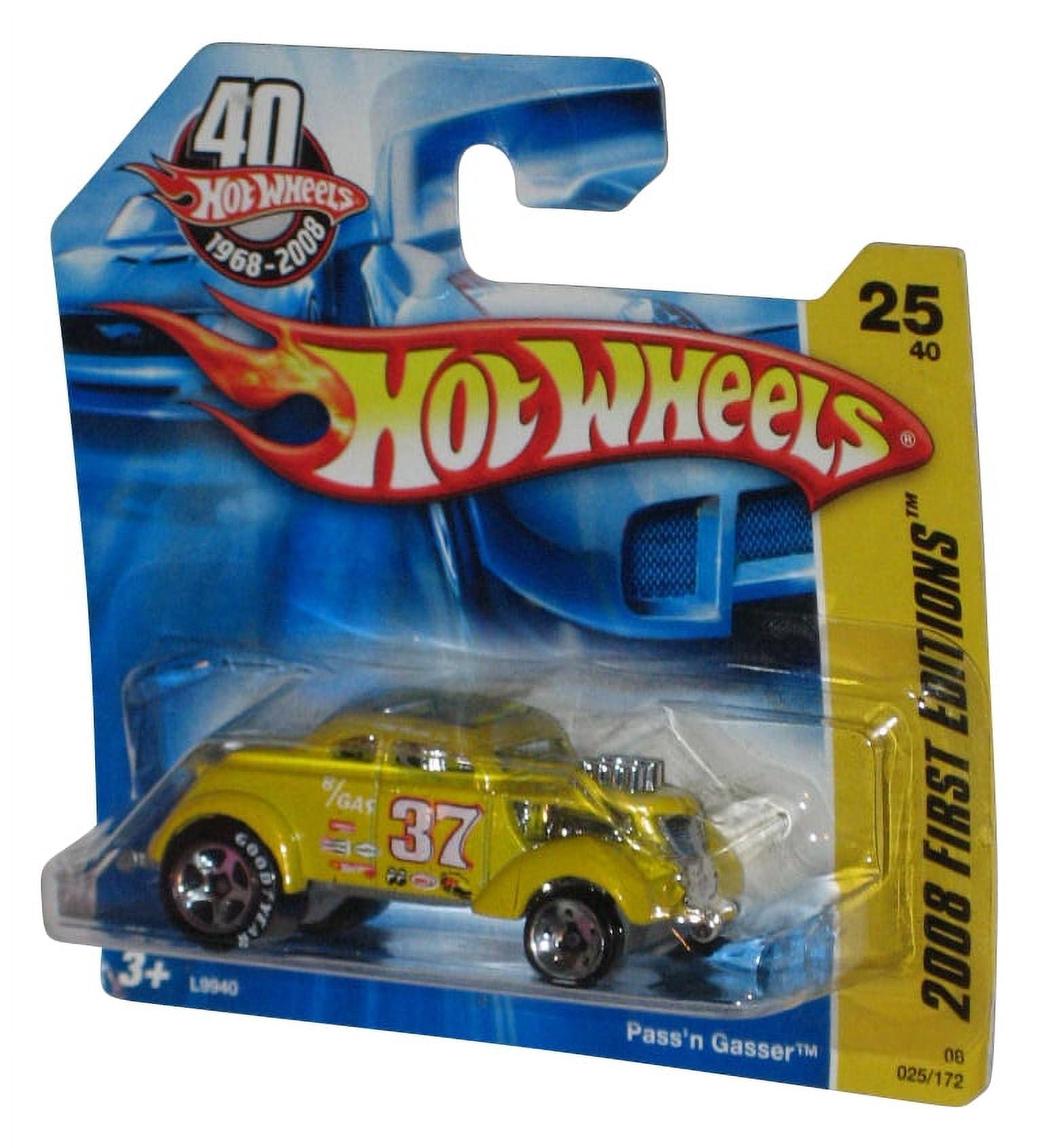 Hot Wheels First Editions Yellow Pass n Gasser 40th 1968 2008 Car 025 172 Short Card