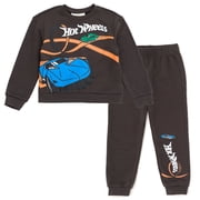 Hot Wheels Little Boys Fleece 2-Piece Sweatshirt and Pants Set Dark Charcoal