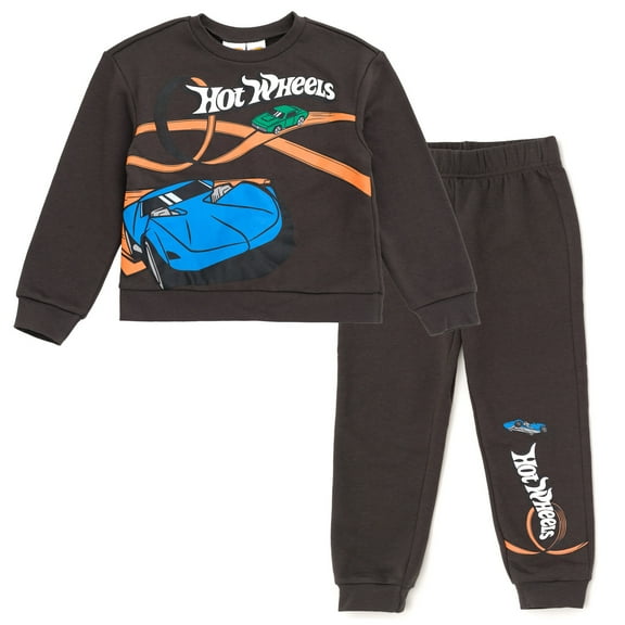 Hot Wheels Fleece Pullover Sweatshirt and Jogger Pants Outfit Set Toddler to Big Kid