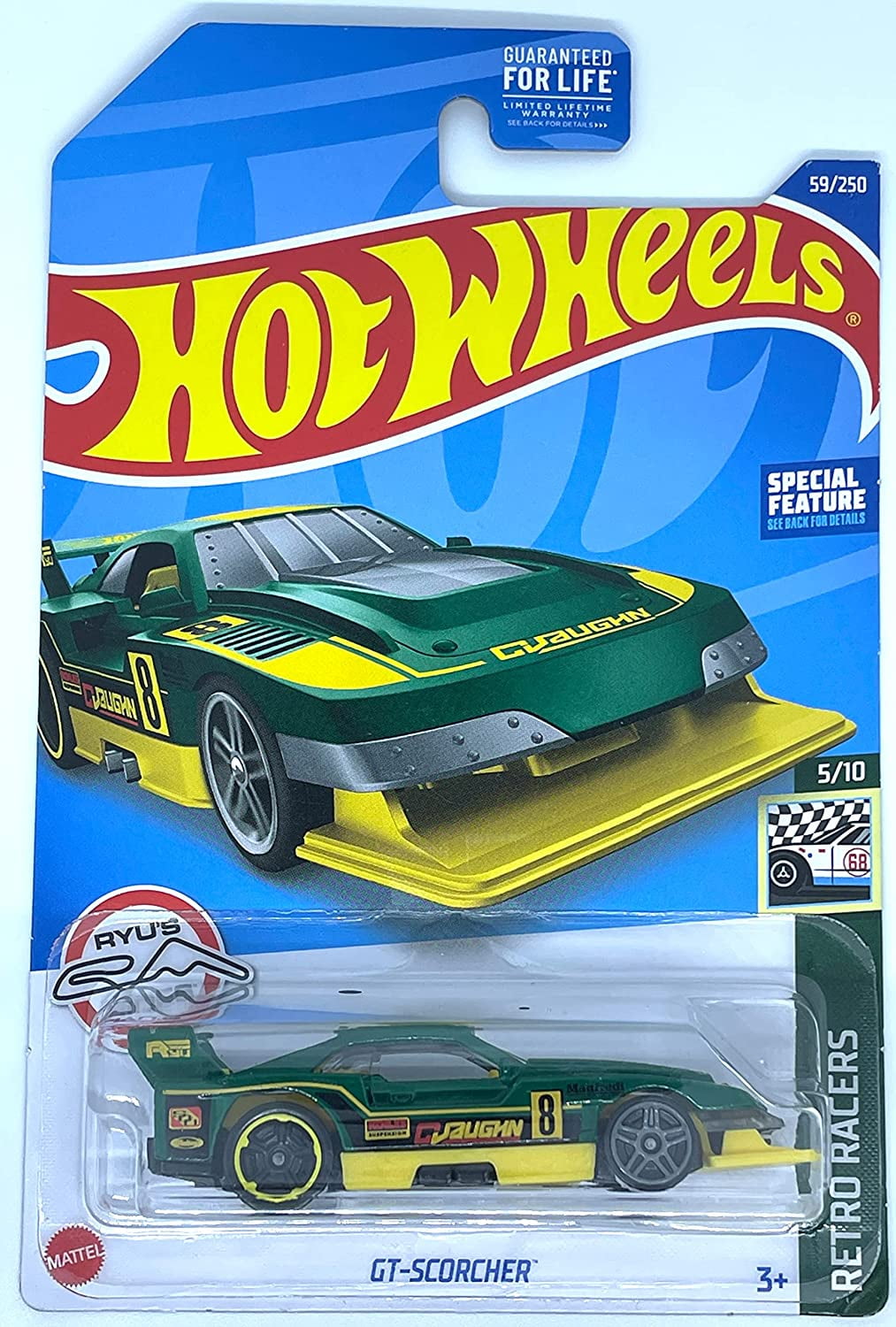 Hot Wheels GTScorcher 2022, Green Retro Racers HW Race Team DieCast Cars