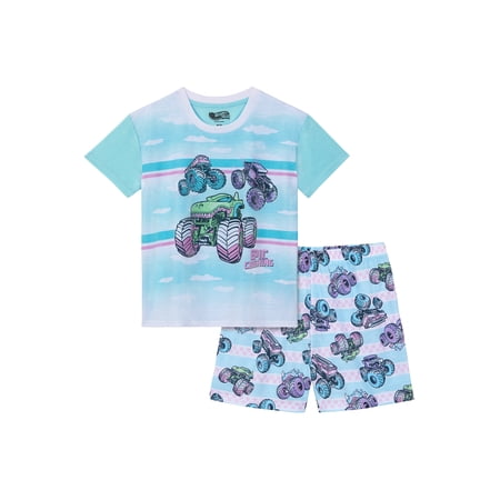 Hot Wheels Girls Short Sleeve Sleep Top and Shorts Pajama Set, 2-Piece, Sizes 4-12