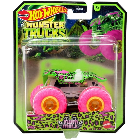 Hot Wheels Glow in the Dark Twin Mill Diecast Car (Green & Pink)