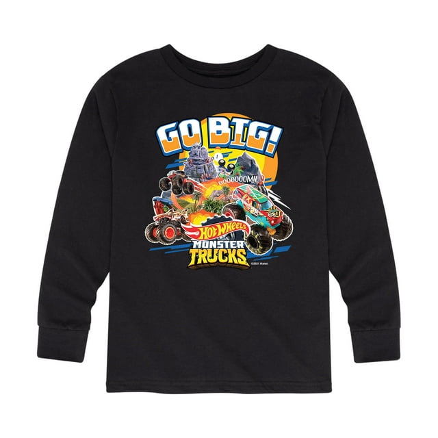 Hot Wheels - Go Big Monster Trucks - Toddler And Youth Long Sleeve Graphic T-Shirt