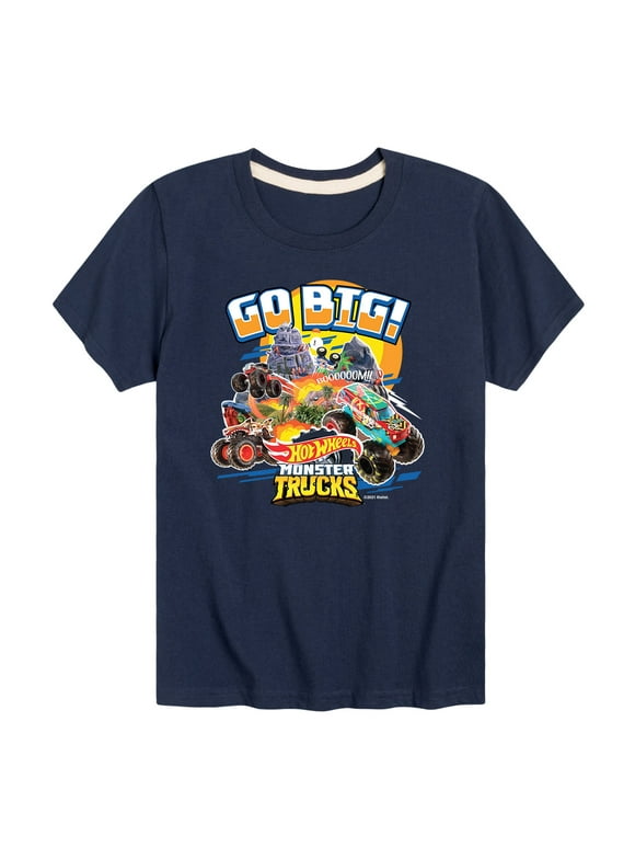 Hot Wheels - Go Big Monster Trucks - Toddler And Youth Short Sleeve Graphic T-Shirt