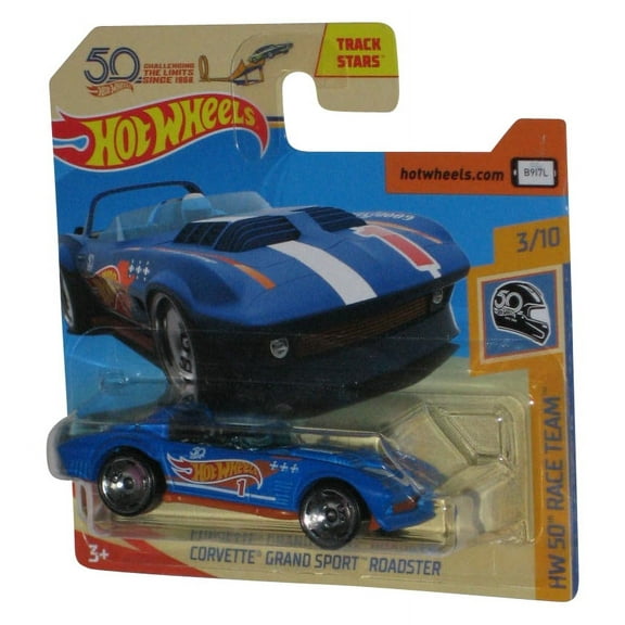 Hot Wheels HW 50 Race Team (2017) Blue Corvette Grand Sport Roadster Toy Car 3/10 - (Short Card)