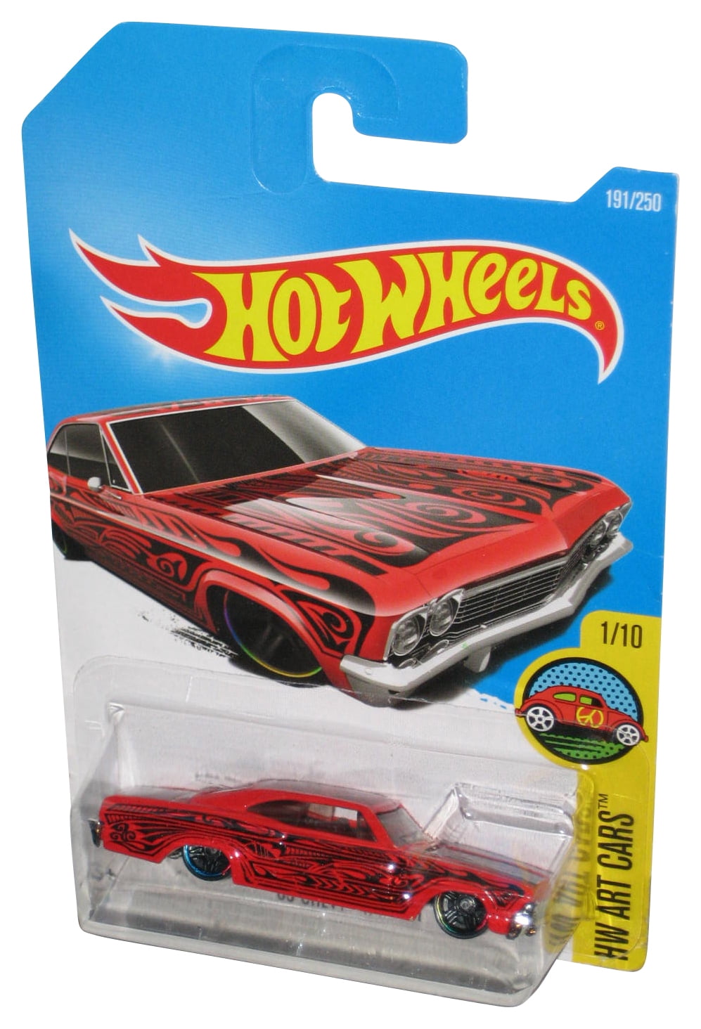 2016 Hot Wheels HW Art Cars Series - 1/10 Scale Red 1965 Chevy Impala, Limited Edition 191/250, Collectible Diecast Model