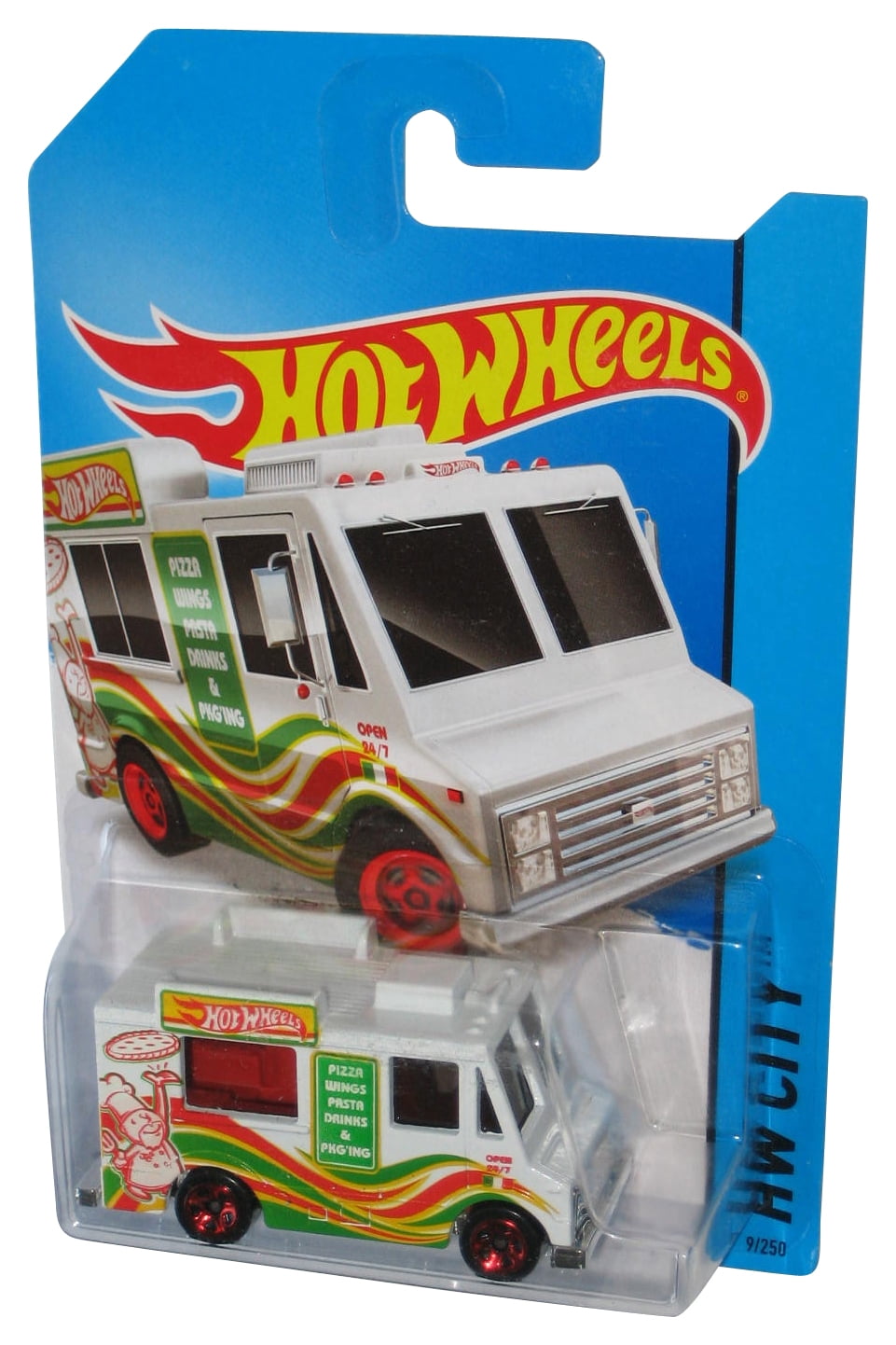 Hot Wheels HW City (2013) White Sweet Streets Toy Truck 9/250 - (Pizza Wings Pasta Drinks)