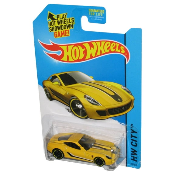 Hot Wheels HW City (2013) Yellow Ferrari 599 GTB Fiorano Car 21/250 - (Card Corner Wear)