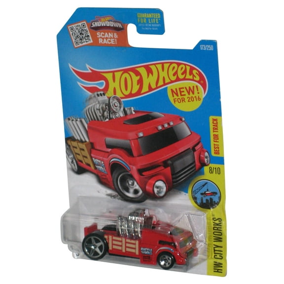 Hot Wheels HW City Works 8/10 (2016) Red Crate Racer Toy Car 173/250