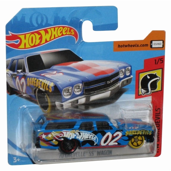 Hot Wheels HW Daredevils 1/5 (2017) Blue '70 Chevelle SS Wagon Toy Car - (Short Card)