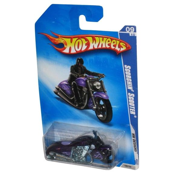 Hot Wheels HW Designs '09 Purple Scorchin' Scooter Motorcycle Bike Toy 105/190