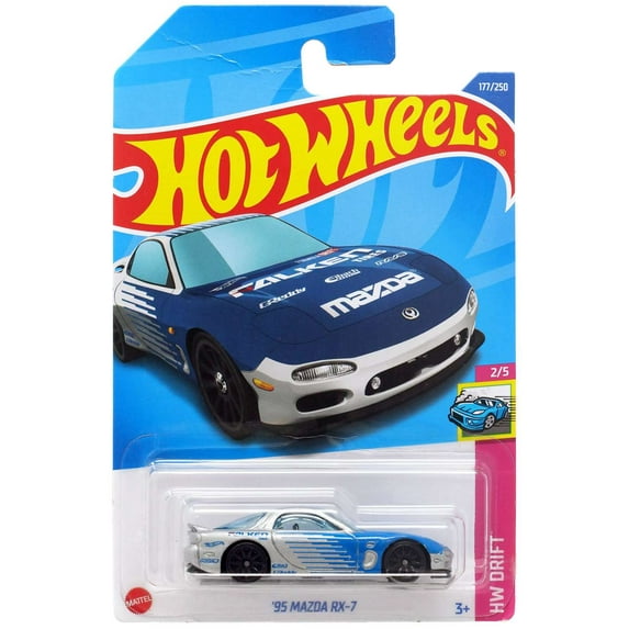 Hot Wheels HW Drift '95 Mazda RX-7 Diecast Car (Blue & Silver)
