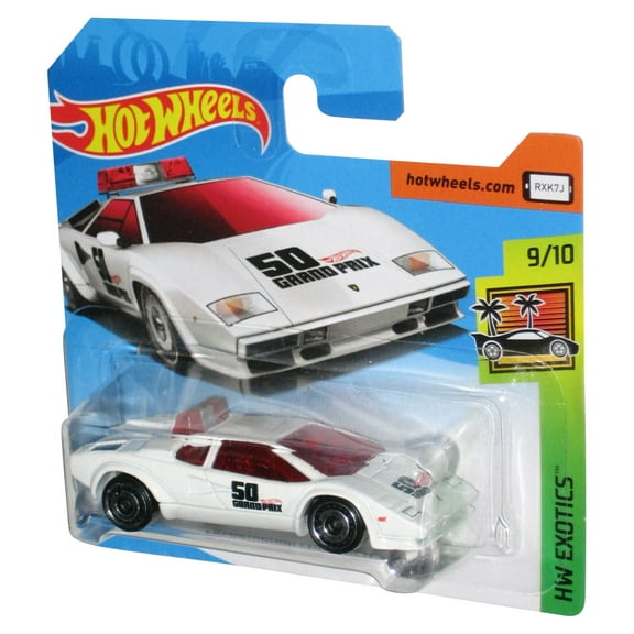 Hot Wheels HW Exotics (2017) White Lamborghini Countach Pace Car 9/10 - (Short Card)