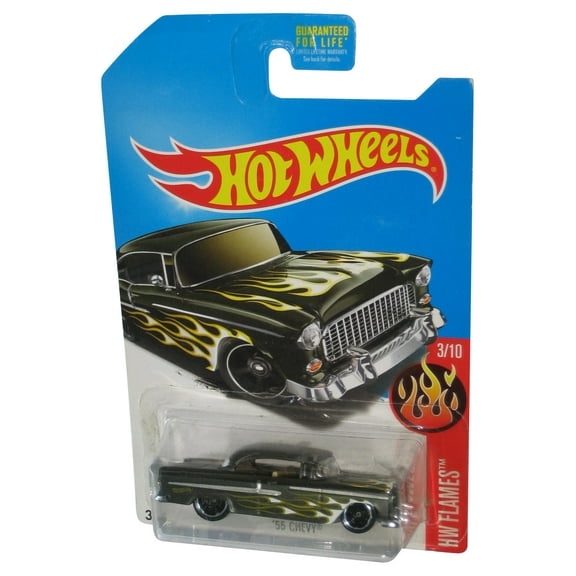Hot Wheels HW Flames (2015) Black '55 Chevy Car 3/10