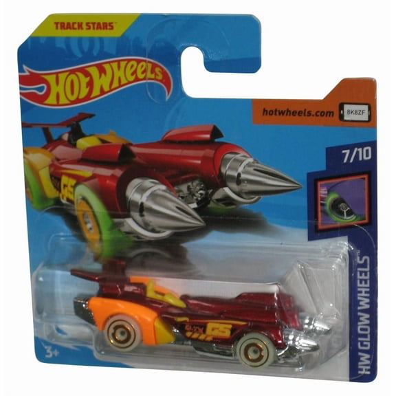 Hot Wheels HW Glow 7/10 (2017) Red Ollie Rocket Toy Car 134/365 - (Short Card)