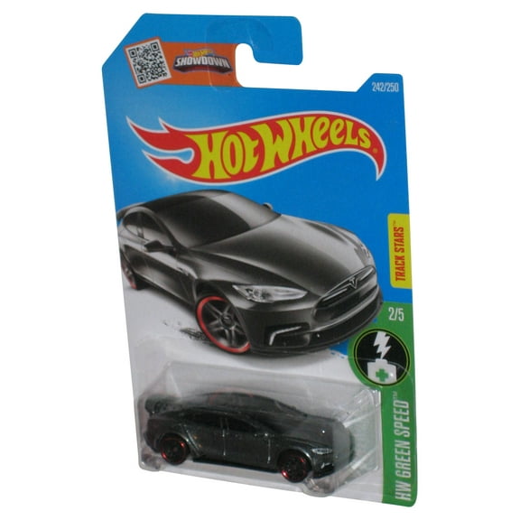 Hot Wheels HW Green Speed 2/5 (2015) Dark Gray Tesla Model S Toy Car 242/250