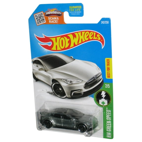 Hot Wheels HW Green Speed 2/5 (2015) Silver Gray Tesla Model S Car 242/250
