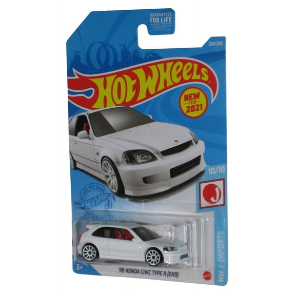Hot Wheels HW J-Imports 10/10 (2021) White '99 Honda Civic Type R EK9 Car 214/250 - (Plastic Loose From Card)