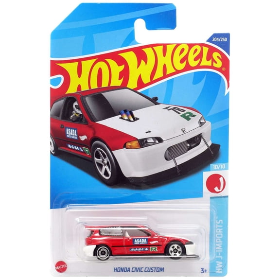 Hot Wheels HW J-Imports Honda Civic Custom Diecast Car (Red)
