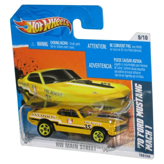 Hot Wheels HW Main Street '11 9/10 Yellow '70 Ford Mustang Mach 1 Car 169/244 - (Short Card)