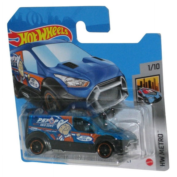 Hot Wheels HW Metro (2018) Ford Transit Connect Short Card Blue Toy Car 1/10