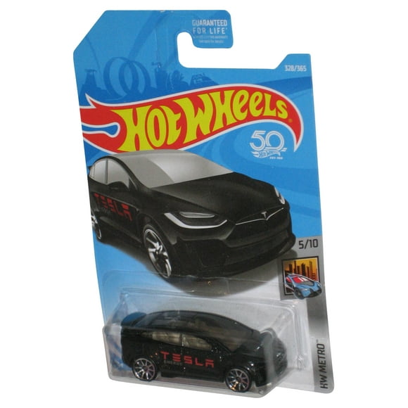 Hot Wheels HW Metro 5/10 (2017) Black Tesla Model X Toy Car 328/365 - (Cracked Plastic)