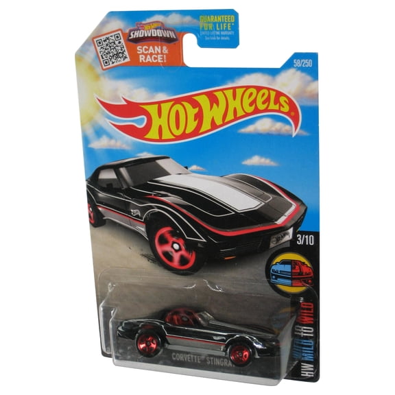 Hot Wheels HW Mild To Wild 3/10 (2015) Black Corvette Stingray Toy Car 58/250 - (Spring Card)