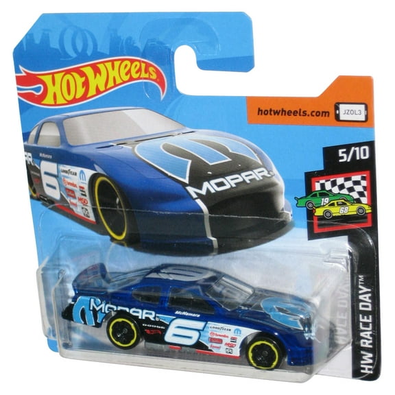 Hot Wheels HW Race Day (2017) Dodge Charger Stock Blue Car 5/10 - (Short Card)