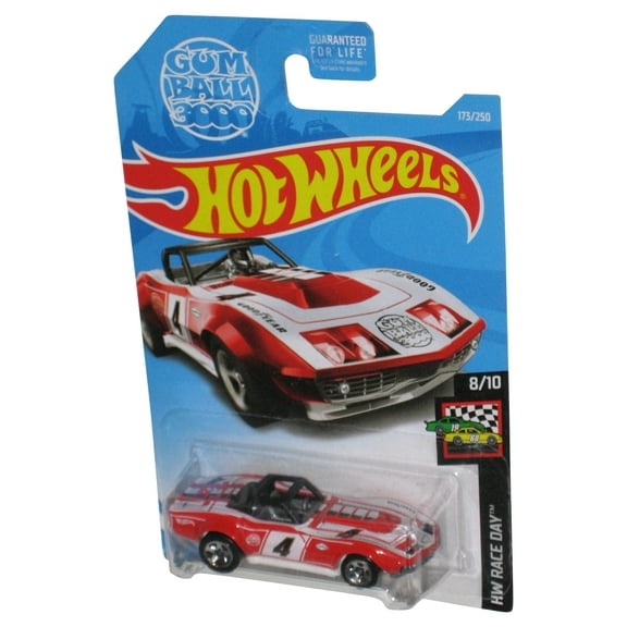 Hot Wheels HW Race Day 8/10 (2017) Red & White '69 Corvette Racer Gum Ball 3000 Car 173/250