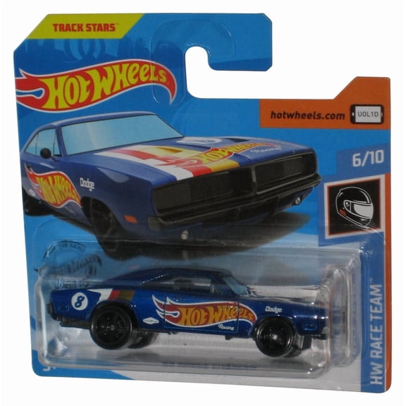 Hot Wheels HW Race Team 6/10 (2017) Blue '69 Dodge Charger Toy Car 243/250 - (Short Card)