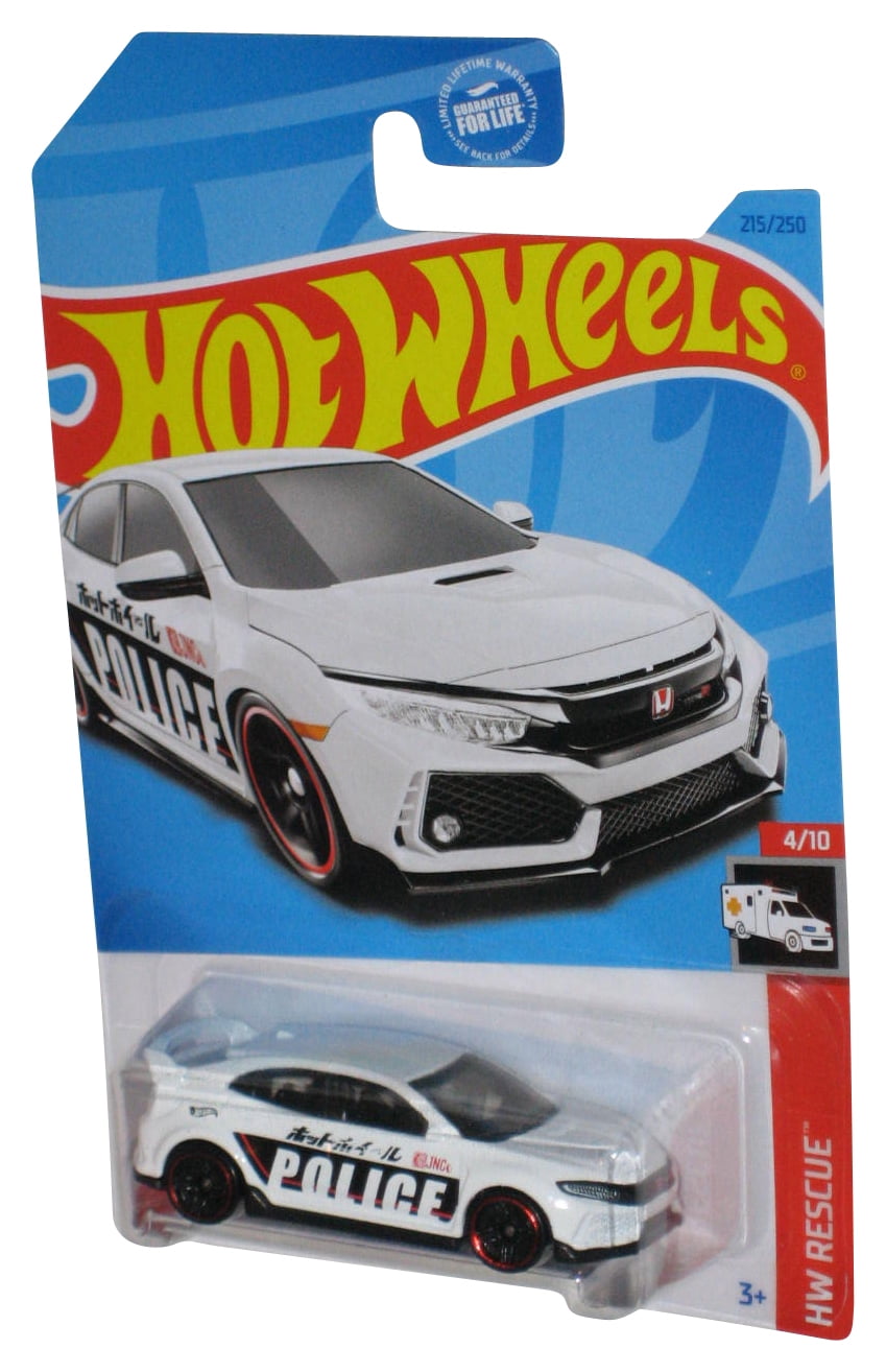 Hot Wheels HW Rescue 4/10 (2021) White Police 2018 Honda Civic Type R Car 215/250