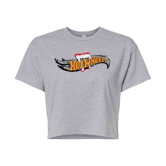 Hot Wheels - Halloween - Logo Bitten With Fangs - Juniors Cropped Cotton Blend T-Shirt