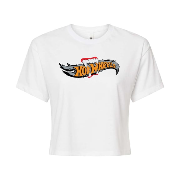 Hot Wheels - Halloween - Logo Bitten With Fangs - Juniors Cropped Cotton Blend T-Shirt