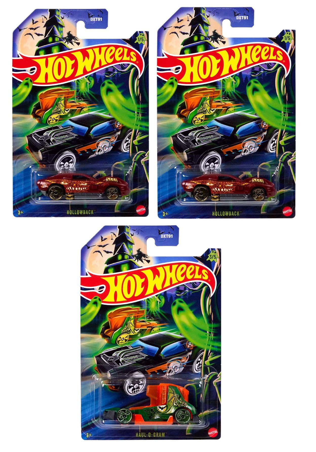 ミニカーセットとハロウィントラック Hot Wheels Halloween Themed Die-Cast Toy Cars, Hollowback, Night