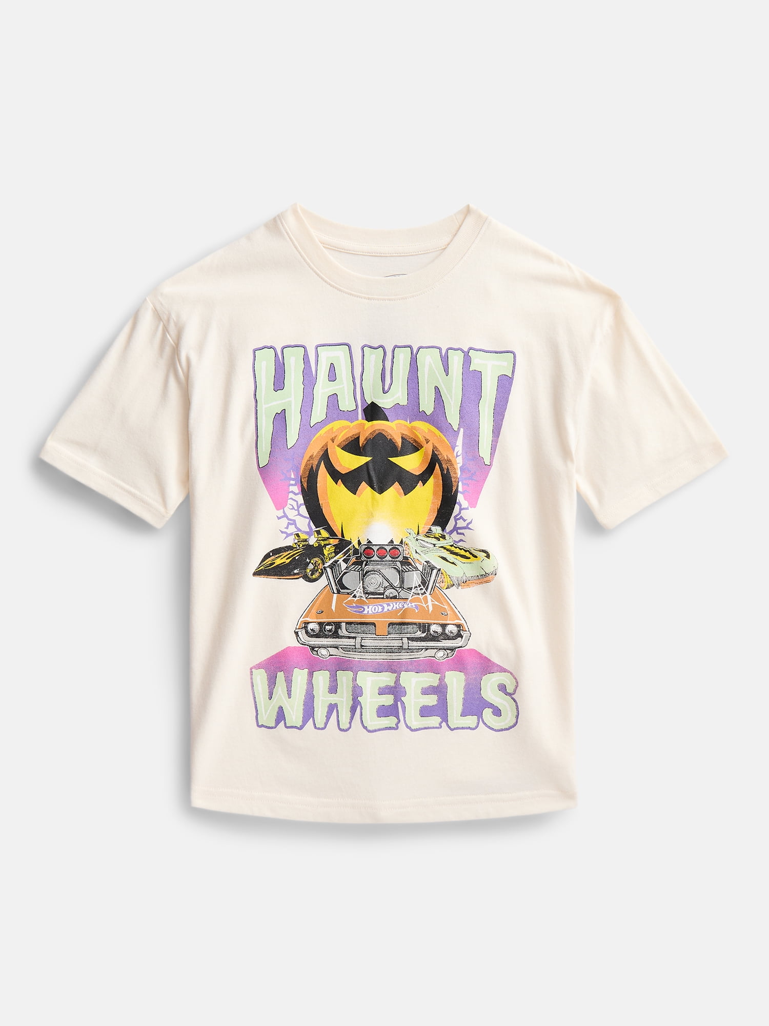 Hot Wheels Haunt Wheels Boys Halloween Graphic Tee with Short Sleeves, Sizes 4-18