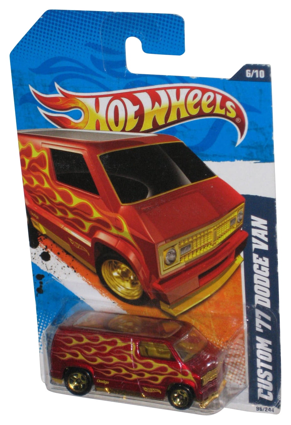 Hot Wheels Heat Fleet '11 Red Custom '77 Dodge Van Toy 96/244 (Card
