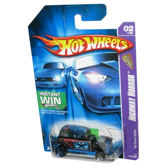 Hot Wheels Highway Horror 2/5 (2006) Black '32 Ford Vicky Toy Car 092/223 - (Instant Win Card)