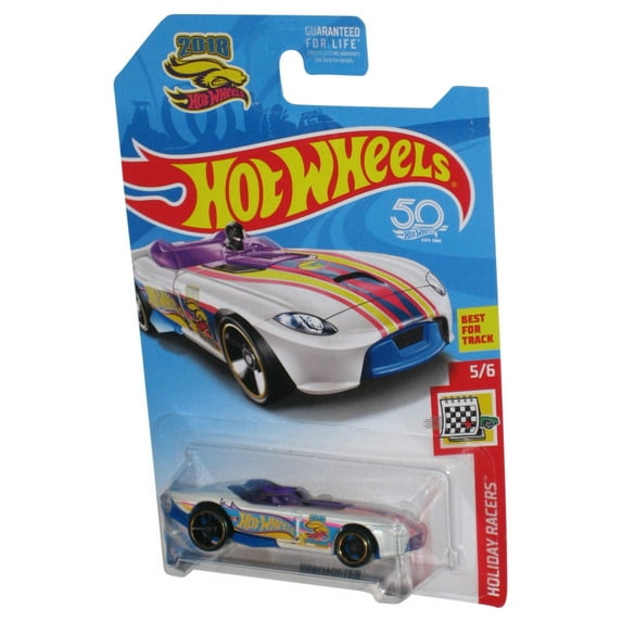 Hot Wheels Holiday Racers (2018) White Rrroadster Toy Car 5/6