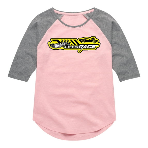 Hot Wheels - Let's Race Logo - Youth Girls Shirt Tail Raglan T-Shirt