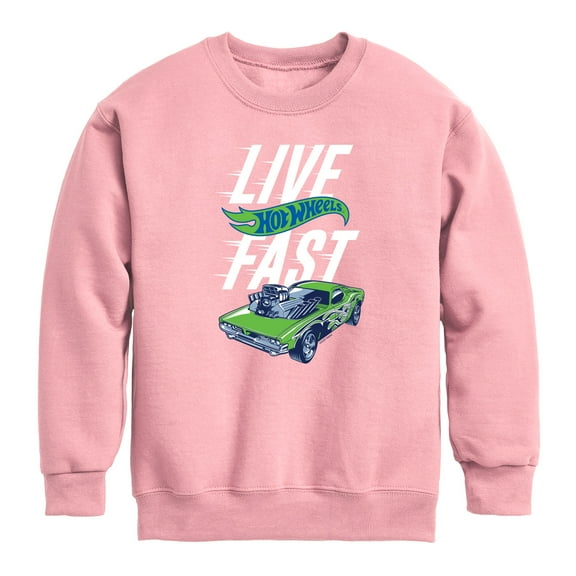 Hot Wheels - Live Fast - Youth Boys Crew Fleece Sweatshirt