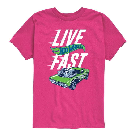 Hot Wheels - Live Fast - Youth Boys Short Sleeve Graphic T-Shirt