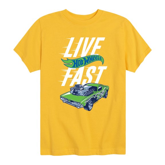 Hot Wheels - Live Fast - Youth Boys Short Sleeve Graphic T-Shirt