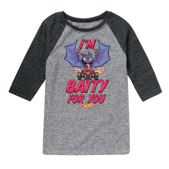 Hot Wheels - I'm Batty For You - Toddler & Youth Raglan Graphic T-Shirt