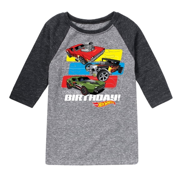 Hot Wheels - Its My Birthday - Toddler And Youth Raglan Graphic T-Shirt