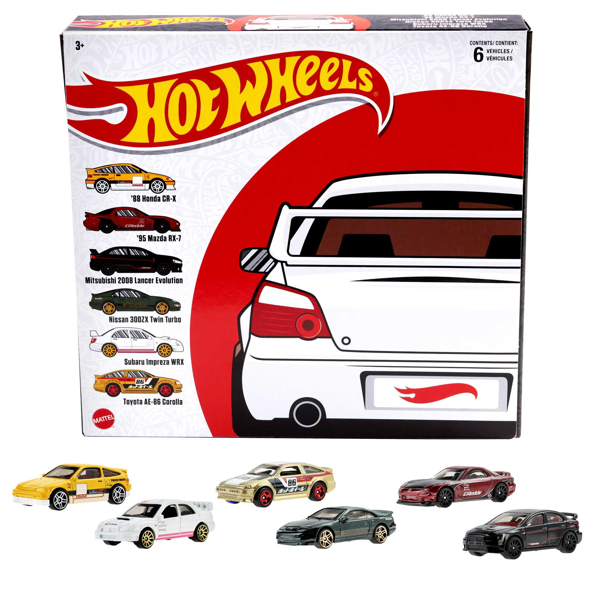 Hot Wheels Japanese Vehicles Themed Multipack of 6 Toy Cars, Gift for Kids & Collectors