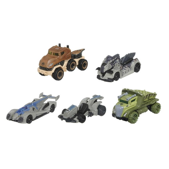 Hot Wheels Jurassic World Dominion Set of 5 Toy Character Cars or Trucks, Collectible Vehicles
