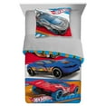 Hot Wheels Kids Comforter and Sham, 2Piece Set, Twin/Full, Reversible