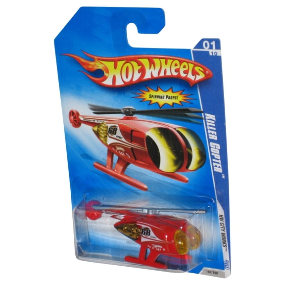Hot Wheels Killer Copter City Works '09 1/10 Red Toy 107/190 w/ Spinning Props