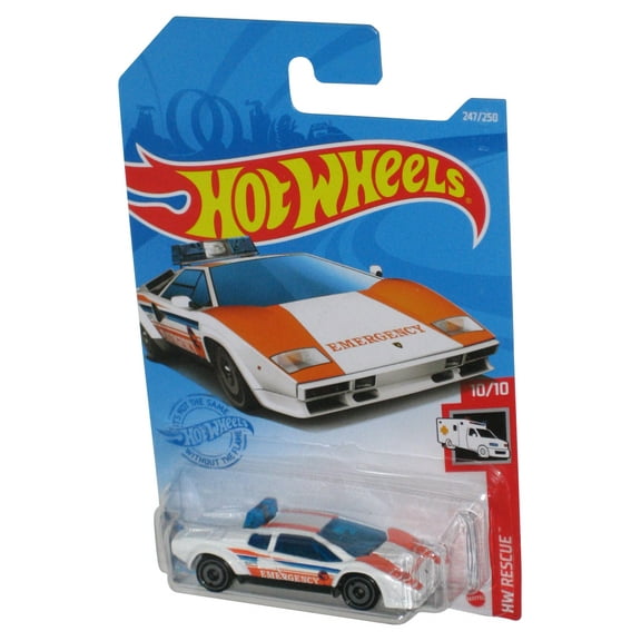 Hot Wheels Lamborghini Countach Police Car HW Rescue 10/10 (2021) Toy Car #247/250